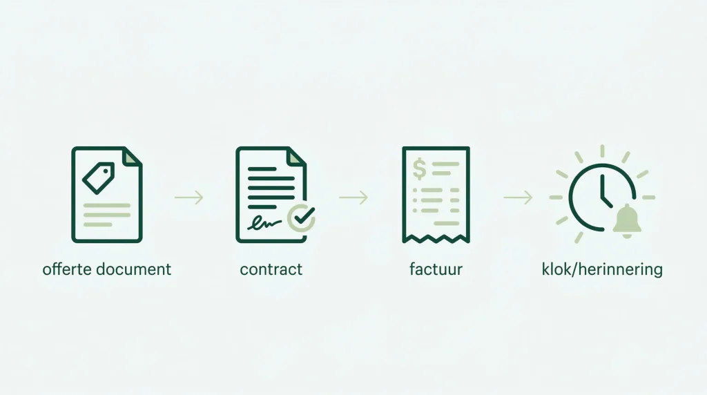 Workflow voorbeeld: van offerte naar contract, factuur en automatische herinnering