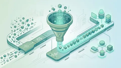 Datakwaliteit pipeline - ruwe data door funnel naar gestructureerde schone data