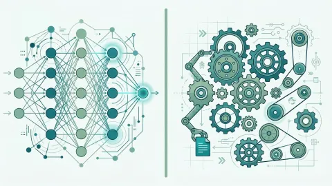 Machine Learning versus RPA vergelijking - neurale netwerken en automatisering tandwielen