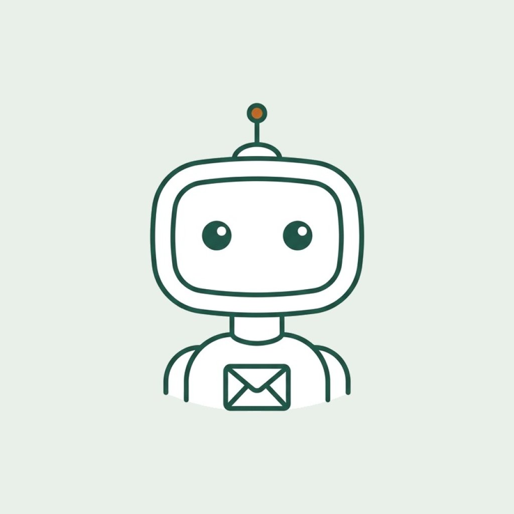 Getekend robotportret van Sam, de digitale collega voor post en mail.