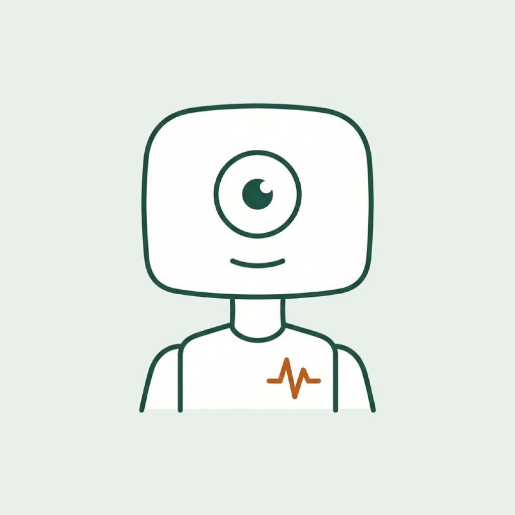 Getekend robotportret van Wout, de digitale collega voor bewaking.